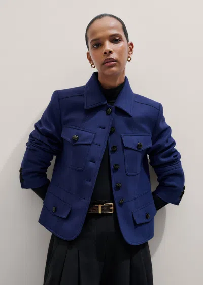 Me+em Fitted Military Jacket Jewel Blue