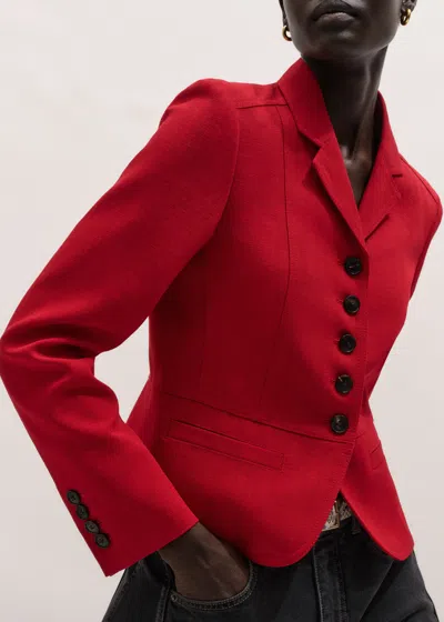 Me+em Fitted Panel Jacket Ruby Red In Gray