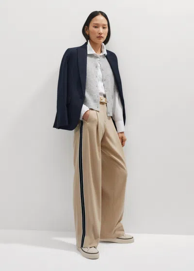 Me+em Flannel Side Stripe Man Pant In Latte Melange