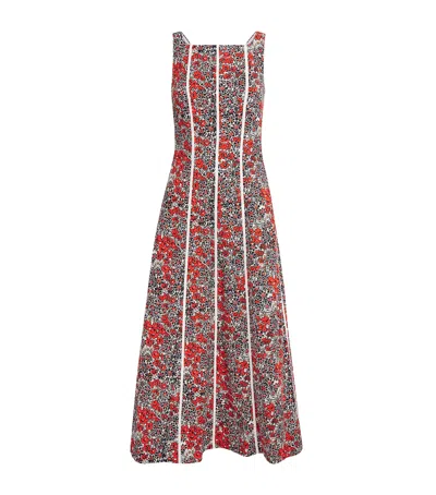 Me+em Cotton Collaged Meadow Print Maxi Dress Orange-multi