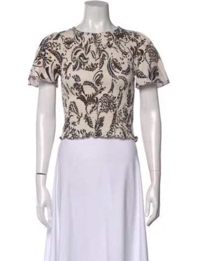 Pre-owned Me+em Floral Print Crew Neck Crop Top In Multi