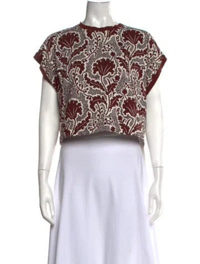Pre-owned Me+em Floral Print Crew Neck Crop Top In Multicolor