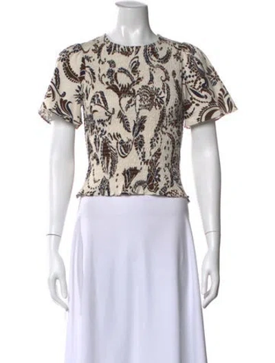 Pre-owned Me+em Floral Print Crew Neck Top W/ Tags In White