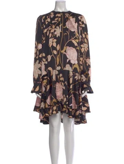 Pre-owned Me+em Floral Print Knee-length Dress In Black