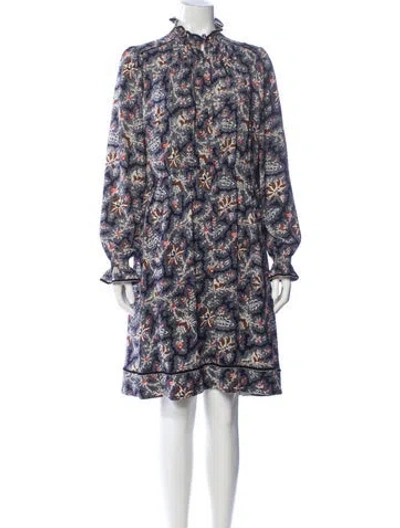 Pre-owned Me+em Floral Print Knee-length Dress In Blue