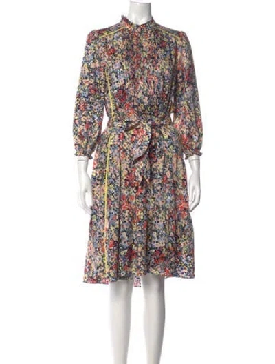 Pre-owned Me+em Floral Print Knee-length Dress In Blue