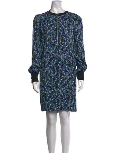 Pre-owned Me+em Floral Print Knee-length Dress In Blue