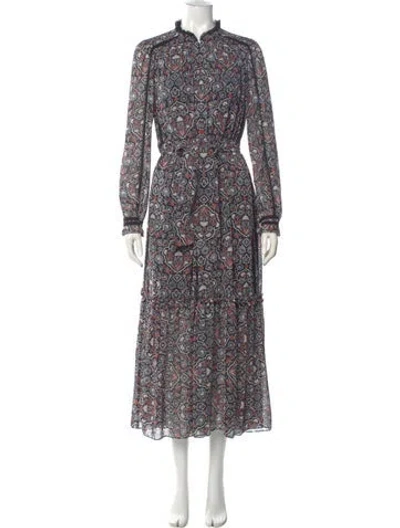 Pre-owned Me+em Floral Print Long Dress In Black