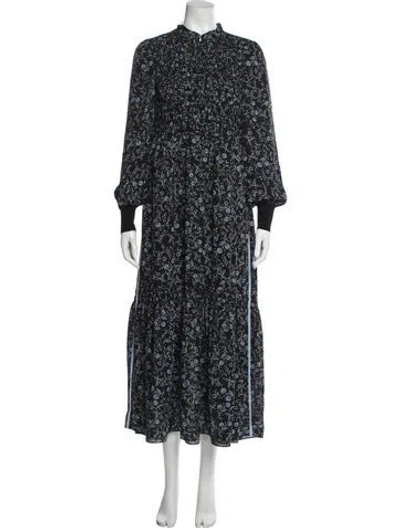 Pre-owned Me+em Floral Print Long Dress In Black