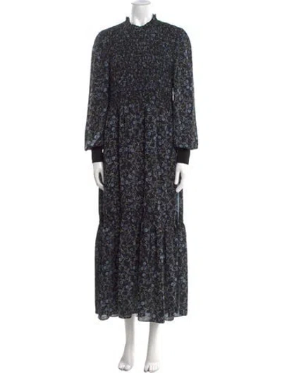 Pre-owned Me+em Floral Print Long Dress In Black
