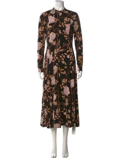 Pre-owned Me+em Floral Print Long Dress In Black