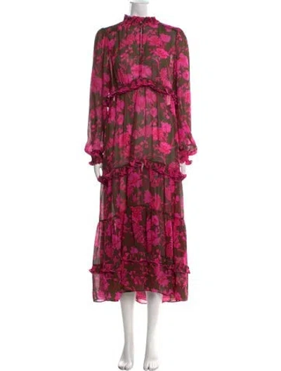 Pre-owned Me+em Floral Print Long Dress In Black
