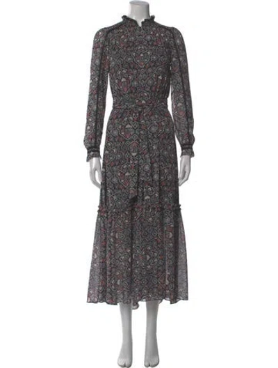 Pre-owned Me+em Floral Print Long Dress In Black