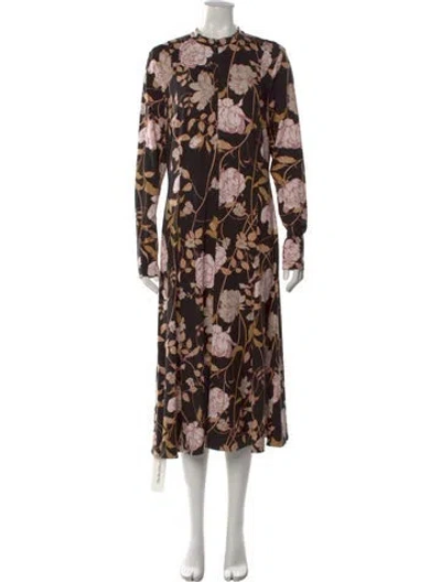Pre-owned Me+em Floral Print Long Dress In Black