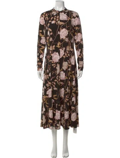 Pre-owned Me+em Floral Print Long Dress In Black