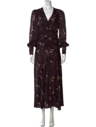 Pre-owned Me+em Floral Print Long Dress In Black