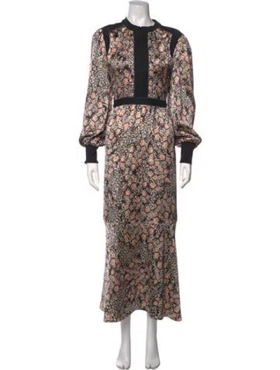 Pre-owned Me+em Floral Print Long Dress In Black