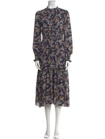 Pre-owned Me+em Floral Print Long Dress In Blue