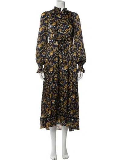 Pre-owned Me+em Floral Print Long Dress In Blue