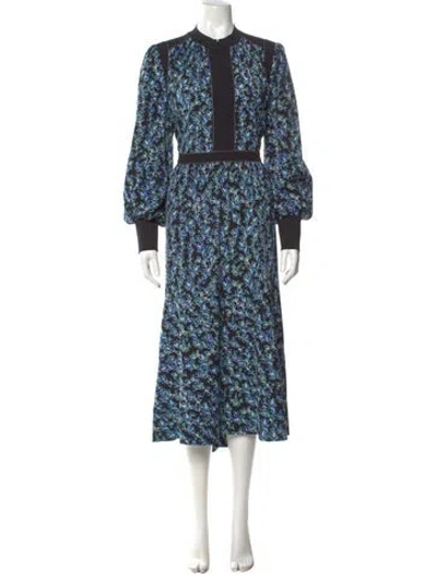 Pre-owned Me+em Floral Print Long Dress In Blue