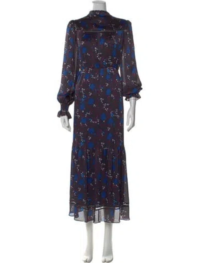 Pre-owned Me+em Floral Print Long Dress In Blue