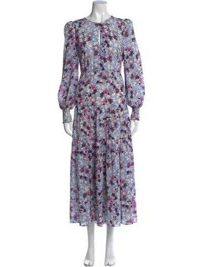 Pre-owned Me+em Floral Print Long Dress In Blue