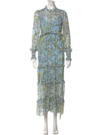 Pre-owned Me+em Floral Print Long Dress In Blue