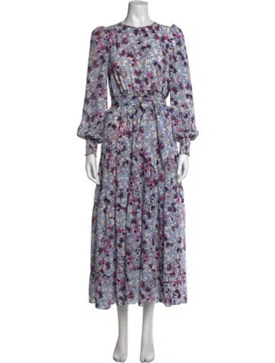 Pre-owned Me+em Floral Print Long Dress In Blue
