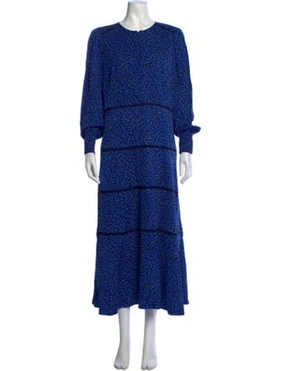 Pre-owned Me+em Floral Print Long Dress In Blue