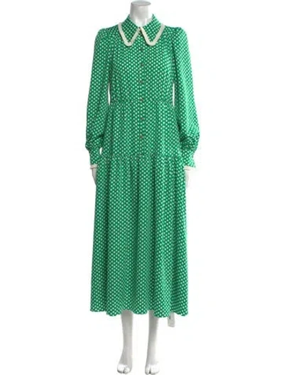 Pre-owned Me+em Floral Print Long Dress In Green