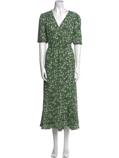 Pre-owned Me+em Floral Print Long Dress In Green