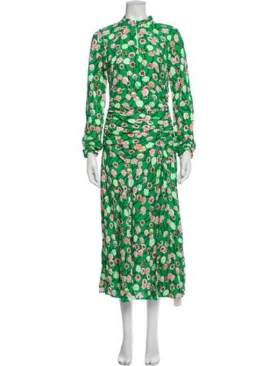 Pre-owned Me+em Floral Print Long Dress In Green