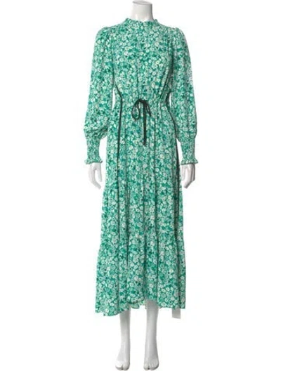Pre-owned Me+em Floral Print Long Dress In Green