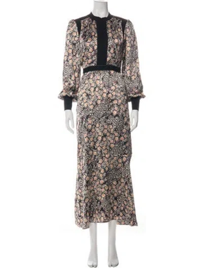 Pre-owned Me+em Floral Print Long Dress In Green