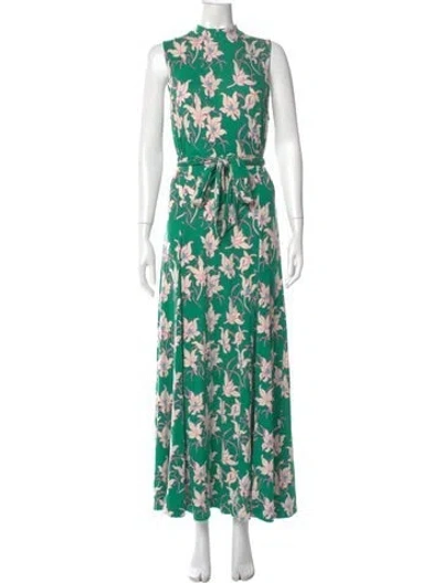 Pre-owned Me+em Floral Print Long Dress In Green