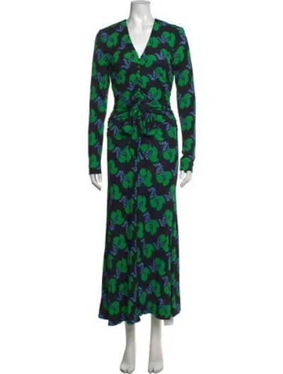Pre-owned Me+em Floral Print Long Dress In Green