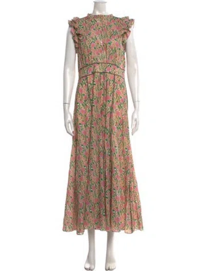 Pre-owned Me+em Floral Print Long Dress In Neutrals