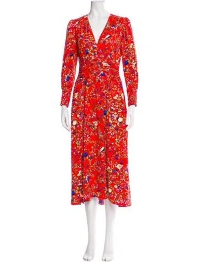 Pre-owned Me+em Floral Print Long Dress In Orange