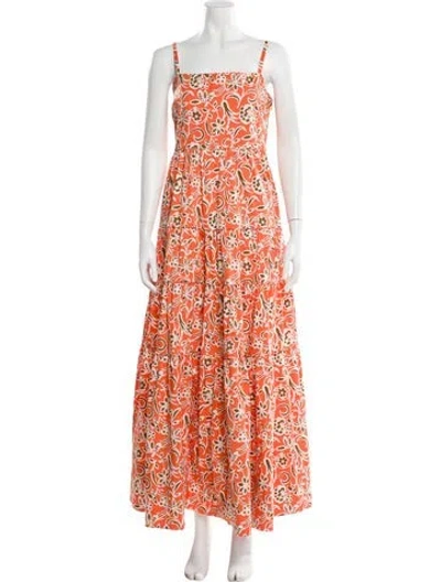 Pre-owned Me+em Floral Print Long Dress In Orange