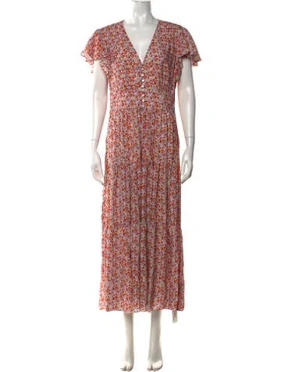 Pre-owned Me+em Floral Print Long Dress In Orange