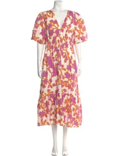 Pre-owned Me+em Floral Print Long Dress In Pink