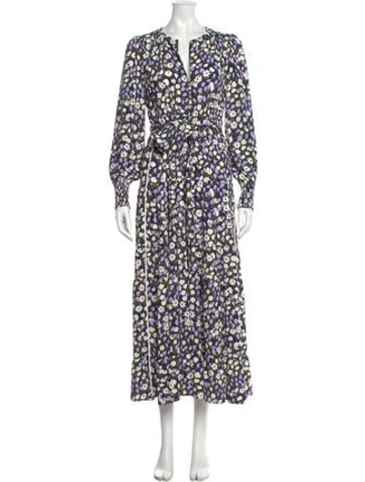 Pre-owned Me+em Floral Print Long Dress In Purple
