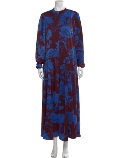 Pre-owned Me+em Floral Print Long Dress In Purple