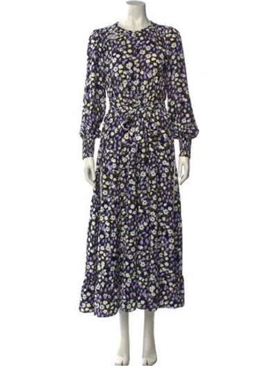 Pre-owned Me+em Floral Print Long Dress In Purple