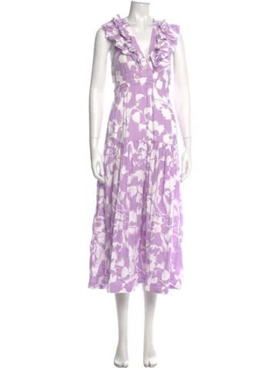 Pre-owned Me+em Floral Print Long Dress In Purple