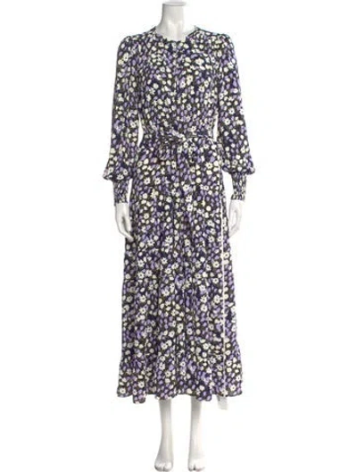 Pre-owned Me+em Floral Print Long Dress In Purple