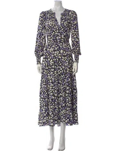 Pre-owned Me+em Floral Print Long Dress In Purple