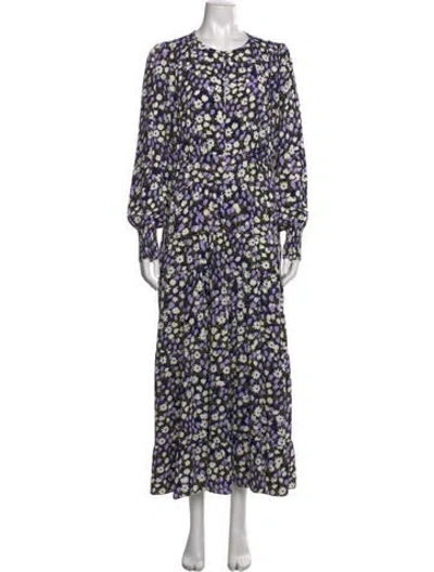 Pre-owned Me+em Floral Print Long Dress In Purple