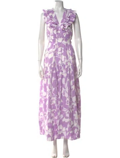 Pre-owned Me+em Floral Print Long Dress In Purple