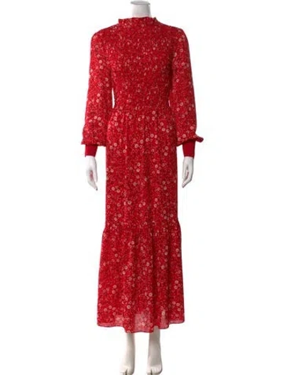 Pre-owned Me+em Floral Print Long Dress In Red
